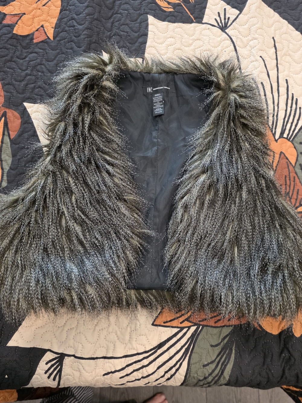 INC International Concepts Faux Fur Cropped Vest - Gray